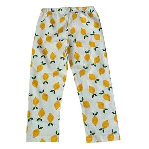 Hanna Andersson Girl's Soft Cotton Long Pants with Overall Lemon Print